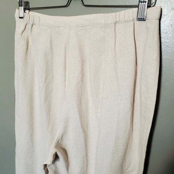 Dressbarn Pants Womens Size 8 Tan Linen Blend Tapered Stitch Hem Elastic Waist - Picture 5 of 10